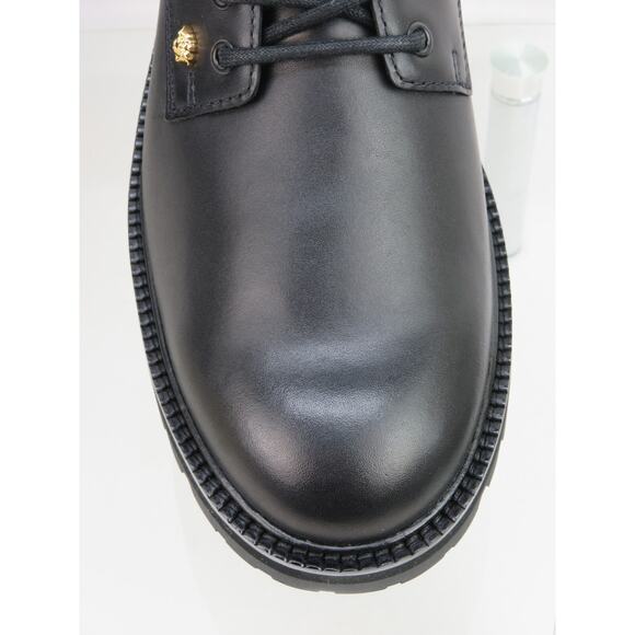 NIB VERSACE BLACK LEATHER GOLD MEDUSA LOGO DERBY LUG SOLE OXFORDS 44 11 main image 9